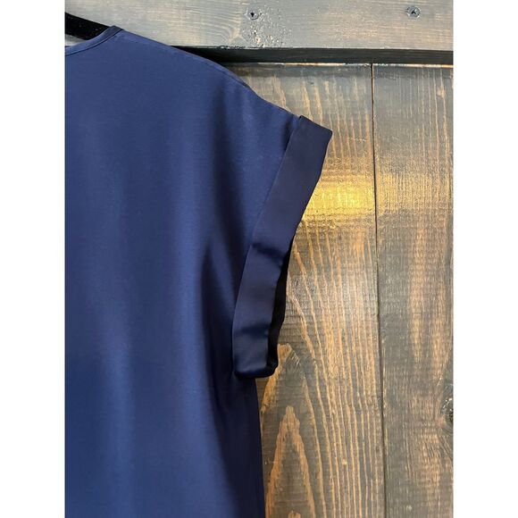 Express Navy V-Neck Blouse w/ Military Details Brass Buttons Office Wear XS F62 - Picture 6 of 6